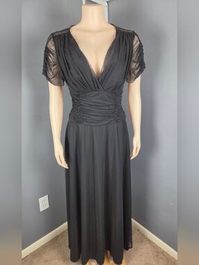 JS Boutique Black Beaded V-Neck Maxi Dress